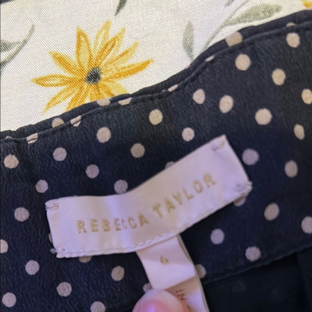 REBECCA TAYLOR BELTED SILK NAVY COMBO POLKA DOT PAPERBAG PANTS W/ BELT - Picture 2 of 8